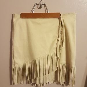 Akira Chicago Faux Suede Fringe Skirt